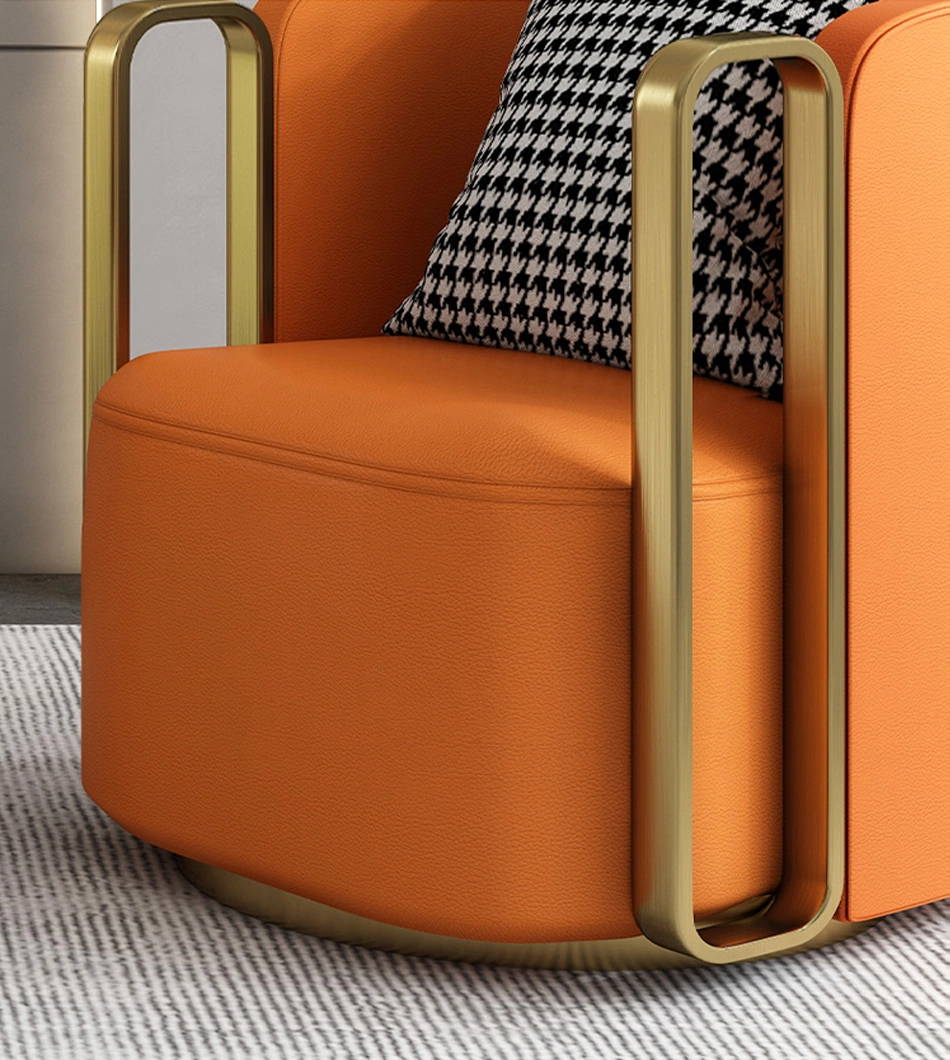 Modern Lounge Swivel Armchair Luxury Gold Metal Frame Single Sofa Chair for Living Room Furniture