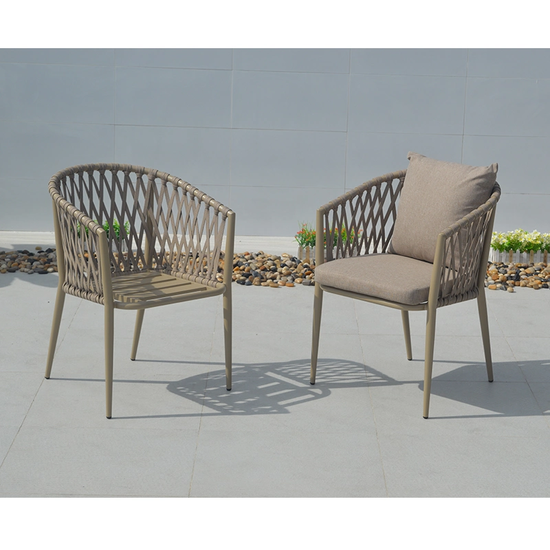 Lecong Wholesale Silla Aluminum Outdoor Furniture Restaurant Garden Patio Rope Dining Chair