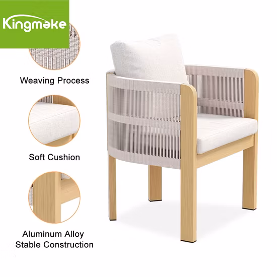 Lecong Wholesale Silla Aluminum Outdoor Furniture Restaurant Garden Patio Rope Dining Chair